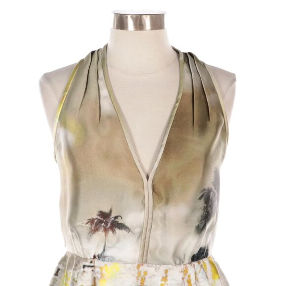 Prada Runway Spring 2010 Silk Holographic Beach Print Plunge Neck Peplum Top - Picture 6 of 6